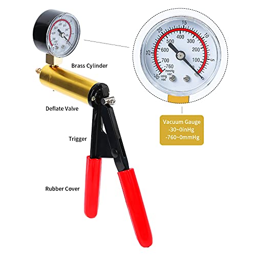 Yonligonju Brake Bleeder Kit with Hand Vacuum Pump with Gauge Adapters Automotive Brake Fluid Bleeding Set for Bike Car Truck (Black) - color: black