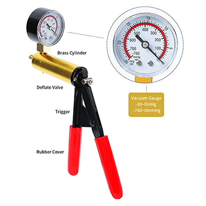 Yonligonju Brake Bleeder Kit with Hand Vacuum Pump with Gauge Adapters Automotive Brake Fluid Bleeding Set for Bike Car Truck (Black) - color: black