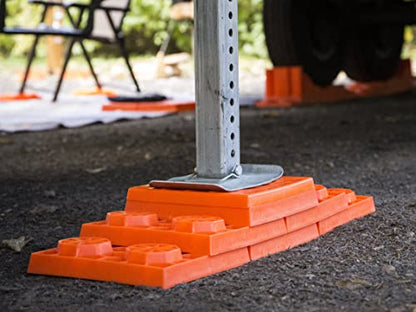 Tri-Lynx Lynx Levelers RV/Trailer/Motorhome/Vanlife interlocking Leveling Blocks with Nylon Storage Bag for most Leveling and Stabilizing functions. 10 Pack, Orange, 00015, Made in USA. - size: 10 Pack