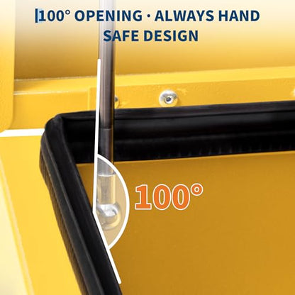 Industrial Steel Truck Tool Box w/Gas-Shock Lid, Pry-Resistant Security & Weatherproofing Toolbox Organizer Chest Fits Pickup, Truck Bed, RV, Trailer - color: Yellow, size: 15X15X24 inch