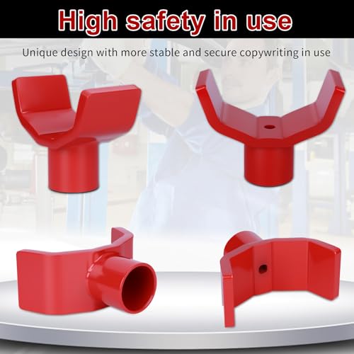 2-in-1 Bottle Jack Adapter - Universal Steel Adapter for Safe Jack Lift, Fits 1.61-Inch (41mm) or Smaller Bottle Jacks, Works with Round Axles (4.5" Max) & Square Axles (3.5" Max) - color: Red-With one jack adapters