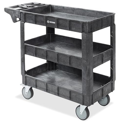Dryser Utility Cart with Wheels, 40" x 17" Heavy Duty 550 lb. Capacity with Shelves - 3 Tier Rolling Cart with Four 5" Swivel Casters for Warehouse, Garage, Cleaning - size: 3 Shelves 4 Swivel 40x17