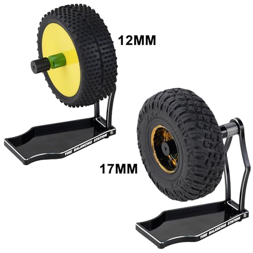 Wheel Tire Balancer RC Tire Balance Support Base Tool with 12mm 14mm 17mm Wheel adapters for 1/5 1/6 1/8 1/10 RC Cars