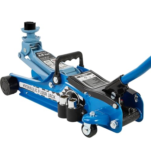 Floor Jack Kit 2.5 Ton (5,500 lbs) | Car Jack - Hydraulic Low Profile Trolley Jack - Tire Tool for SUV and Auto with Lug Wrench Blue - color: Blue