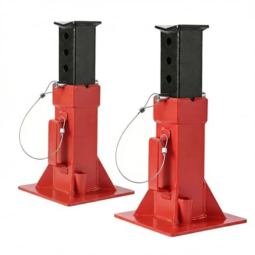 GarveeTech 2 Pack Heavy-Duty 22-Ton Pin Lock Jack Stands, 13-19.68 Inch Quick-Adjust Height, Professional Garage Equipment for Supporting Trucks, RVs, Trailers & Automotive Vehicles, Red - color: Red, size: 22T