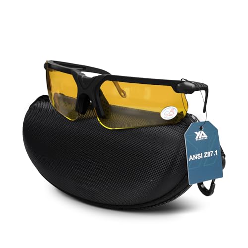 xaegistac Shooting Glasses with Case-Safety Glasses Anti Fog | Z87.1 Certificated Impact Resistance Safety Glasses for Hunting Shooting Sports - color: Yellow