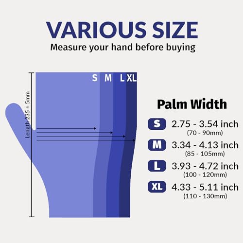 Klex Nitrile Exam Gloves - Medical Grade, Powder Free, Rubber Latex Free, Food Safe, Lavender - size: Medium