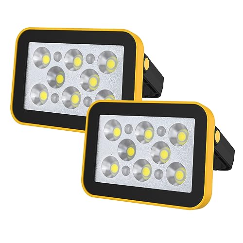 T-SUN Rechargeable LED Work Light,COB Portable Flood Lights,Battery Powered Job Site Lighting,4 Modes Portable Work Light Waterproof for Outdoor,Camping,Hiking,Workshop,Car Repairing Emergency(2 Pack) - color: 6000K-60W-COB