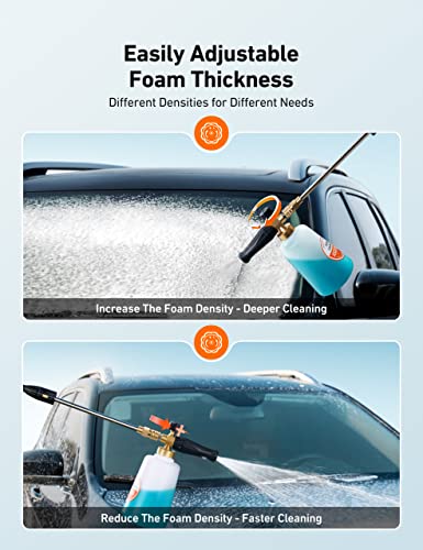 AstroAI Foam Cannon, Heavy Duty Car Foam Sprayer, Wide Metal Neck, Adjustable Thick Snow Foam Lance for Pressure Washer with 1/4" Quick Connector, Ideal for Various Cleaning Tasks, 1.5L Bottle - style: 1.5 L Bottle, Without Nozzles