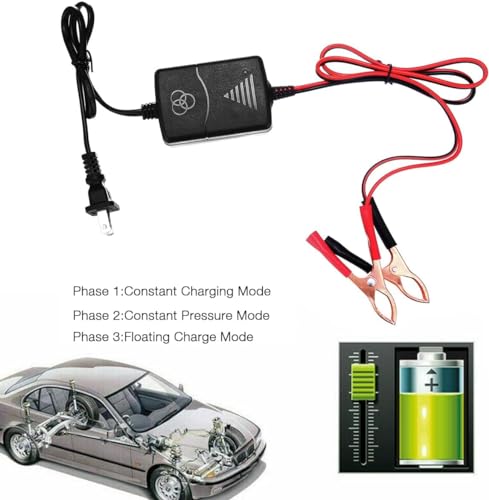 Car Battery Charger 12V 1A Battery Charger Maintainer Trickle Charger for Boats Motorcycles ATVs Riding Mowers & Car Truck SUV RV 1Pcs (2)