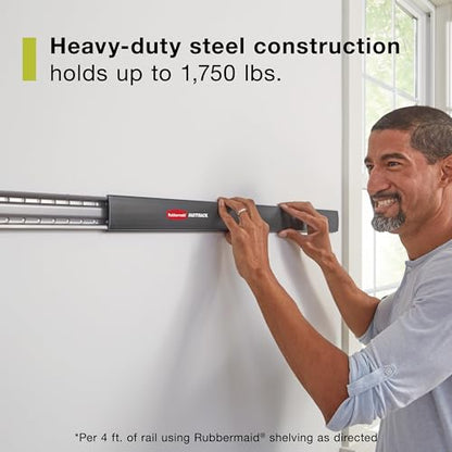 Rubbermaid FastTrack Garage Storage System Tool Hanging Kit, Wall Mount Holder for Garden Lawn Tools/Garage/Home Organization - size: 2 Rails, 4 Hooks