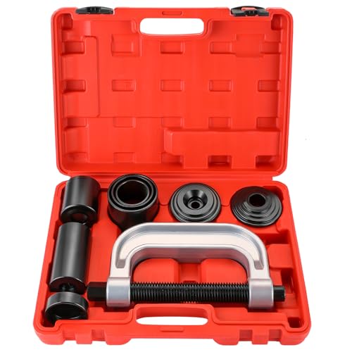 Ball Joint Press & U Joint Removal Tools | Heavy Duty Ball Joint Service Tool with 4-Wheel Drive Adapters for Most 2WD and 4WD Car Pickup and Light Truck (Red) - color: Red