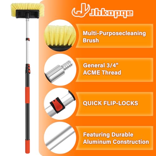 12FT Car Wash Brush with Extension Pole - Telescoping Long Handle Cleaning Tool with Non-Scratch Soft Bristles - Heavy Duty Aluminum Pole for RV, Truck, Boat, Solar Panels & High Windows