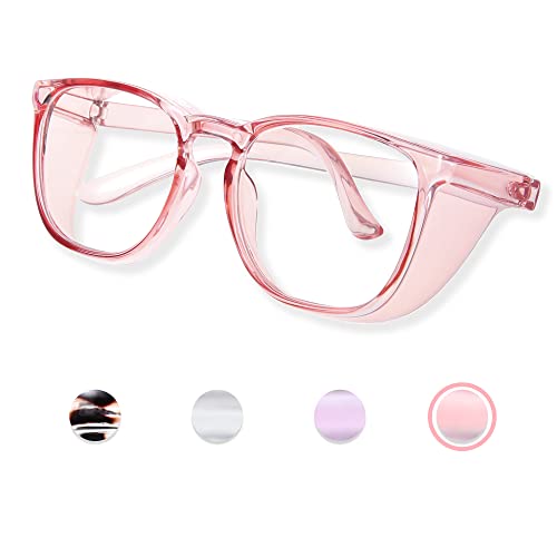 Anti Fog Safety Glasses for Women, Safety Goggles for Nurse, Protective Eyewear, Blue Light Blocking & UV Protection - color: Pink