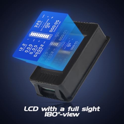 DC Multifunction Battery Monitor Meter with Shunt,0-200V,0-500A, LCD Display Digital Current Multimeter Voltmeter Ammeter for Cars RV Solar,Widely Applied to 12V/24V/48V RV/Car Battery…