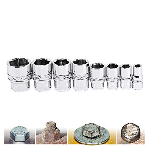 Powerbuilt 941323 8 Piece SAE Zeon Socket Set - with use for Standard, Rusted, Rounded Bolts and Nuts, Size from 1/4" to 3/4" - size: SAE