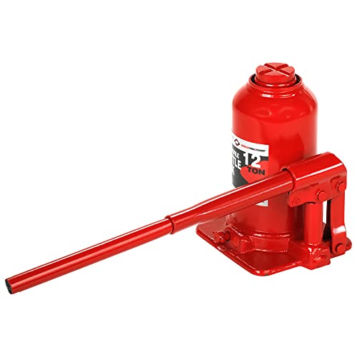 AFF Super Duty 12 Ton Low Profile Hydraulic Bottle Jack, Manual, Welded Cylinder, High-Grade Steel Construction, Forged and Welded Base, 3612S