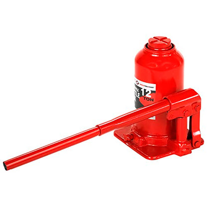 AFF Super Duty 12 Ton Low Profile Hydraulic Bottle Jack, Manual, Welded Cylinder, High-Grade Steel Construction, Forged and Welded Base, 3612S