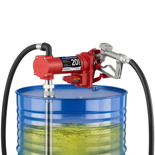 OMT 12V 20 GPM Fuel Transfer Pump with Manual Nozzle | 20 GPM High Flow Gasoline & Diesel Transfer Pump, Portable Electric Fuel Pump for Trucks, Tractors, Farm & Jobsite Use - color: 20GPM Gas Pump Kit