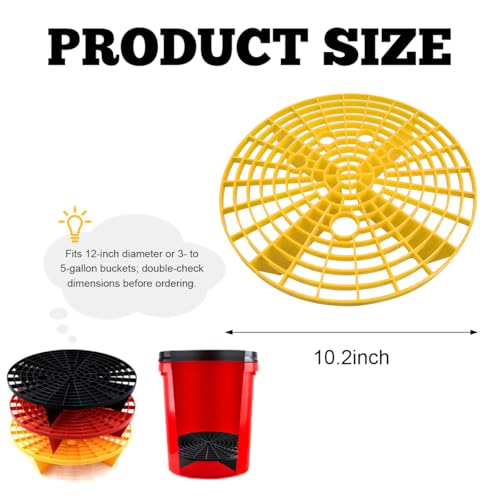 Yourkar 2 PCS Car Wash Bucket Inserts, Plastic Vehicle Wash Bucket Insert Detail Grit Trap, Auto Wash Dirt Collectors Fits 12 Inch Diameter Bucket, Universal Car Accessories (Yellow, 1PCS) - color: Yellow, 1pcs