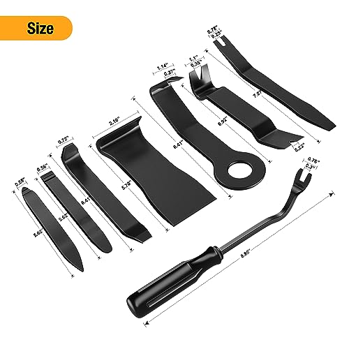 GOOACC 8PCS Auto Trim Scratch Removal Tool | Car Audio Dash Panel Window Molding Fastener Remover Tool Kit-Black - color: Black, size: 8PCS Trim Removal
