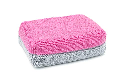 Autofiber Thick [Saver Applicator Terry] Ceramic Coating Applicator Sponge | 12 Pack | with Plastic Barrier to Reduce Product Waste. (Pink/Gray) - color: Pink/Gray