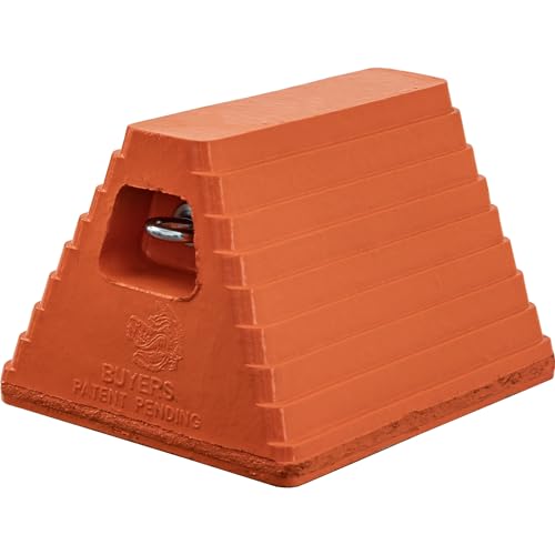 Buyers Products WC6810LP Heavy Duty Rubber Wheel Chock with Recessed Eyebolt, 10x8x6 Inch, Tire Chock for Cars, Trailers, RVs, Oil Resistant, Durable Tire Stopper, Ideal for Shipping Docks, Orange - color: Orange, style: Recessed Eye Bolt