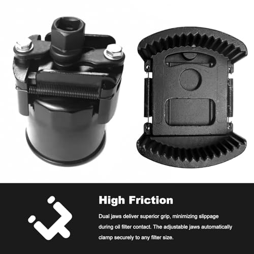 Oil Filter Wrench for Car, 2-3/8 to 3-1/8 Inch Adjustable Oil Filter Remover with Non-Slip Serrated Jaws, 1/2" Drive Wrench Cap Style Removal Tool for Spin-on Engine Filters