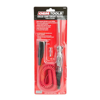 OEMTOOLS 25886 Circuit Tester 6-24 Volt, Black and Red, Live Wire Tester Electrical Tool, 12V Test Light Automotive Test, LED Test Light for Car Tests