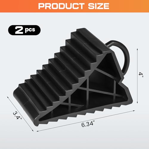 Taifa Wheel Chocks for Travel Trailers, RV Wheel Stoppers Tire Chock with Portable Handle for Camper Cars Trucks etc., Black, 2Packs - color: 461-2 packs