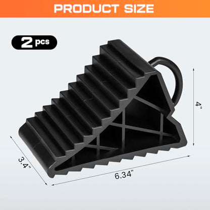 Taifa Wheel Chocks for Travel Trailers, RV Wheel Stoppers Tire Chock with Portable Handle for Camper Cars Trucks etc., Black, 2Packs - color: 461-2 packs