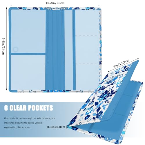 Car Registration and Insurance Holder, with Magnetic Closure for License, Cards and Documents, All Vehicle Needs and Car Accessories (Flower-Blue) - color: Flower-Blue