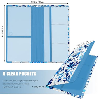 Car Registration and Insurance Holder, with Magnetic Closure for License, Cards and Documents, All Vehicle Needs and Car Accessories (Flower-Blue) - color: Flower-Blue