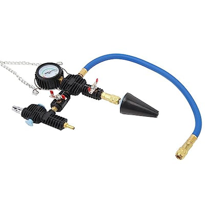 Coolant Refill Tool Kit with 90 PSI Gauge, Vacuum Pressure Tester, Flexible Hose & Tapered Adapter, Universal Fit for Cars Trucks SUVs
