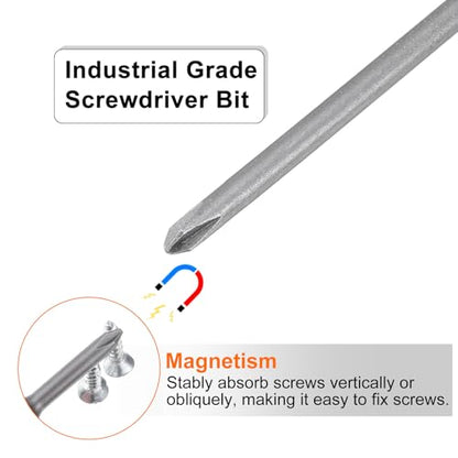 HARFINGTON 5pcs #0 Phillips Screwdriver Bit PH0 1/4" Hex Shank 6" (150mm) Long Magnetic S2 Steel Industrial Grade Screw Driver Bit Cross Head Electric Drill Bits 0.098" (2.5mm) Rod - size: PH0 x 150mm x 2.5mm