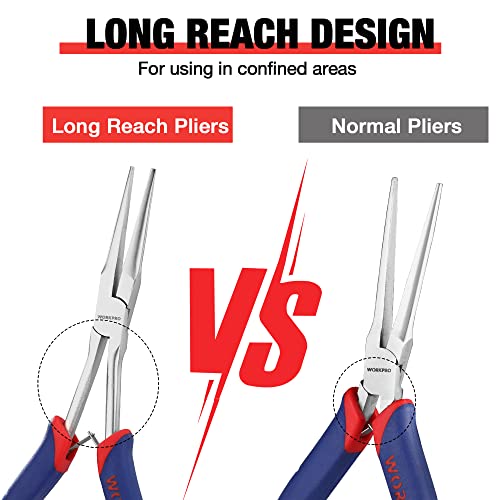 WORKPRO 7" Needle Nose Pliers, Smooth Jaws | Mini Long Reach, for Jewelry Making, Wire Bending, Small Object Gripping & Narrow Places