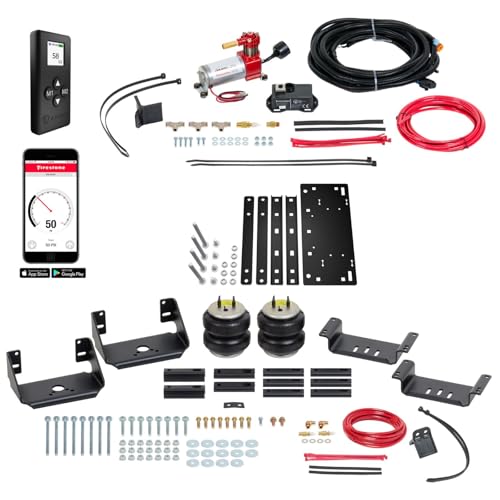 Firestone Airide Ride-Rite Rear Air Spring Kit with Air Command Single Path Wireless App & Remote Standard Compressor fits 1999-2026 F350 & 1999-2025 F450 Cab Chassis with 0" Lift | Decal - size: Single Path