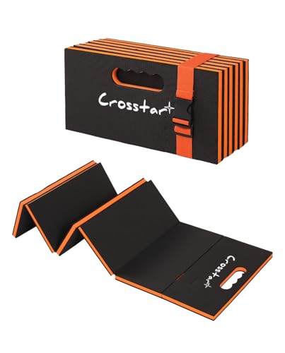 Crosstar 0.9" Thick Foldable Kneeling Pad with Handle & Storage Belt, 5 Fold Comfortable EVA Foam Knee Pad for Gardening, Workshop, Camping, Home Gym, Yard Work – Non-Slip, Waterproof