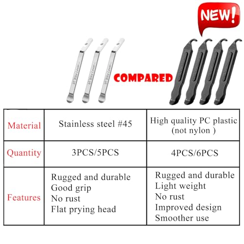 Bike Tire Levers - Ultra Strong PC Plastic Bicycle Tire Removal Changing Tool for Road or Mountain Bike Tires - Set of 4 (Black) - color: Black- 4pcs