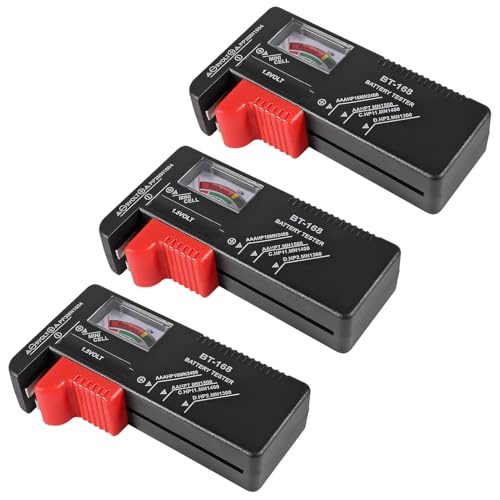 UMLIFE 3Pack Battery Tester, Universal Battery Checker Small Battery Tester for AAA AA C D 9V 1.5V Button Cell - for Household Batteries BT-168 - color: 3PCS