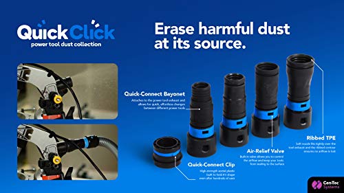 Cen-Tec Systems 94698 Quick Click 10 Ft. Hose for Home and Shop Vacuums with Expanded Multi-Brand Power Tool Adapter Set for Dust Collection - size: 10 Ft. Hose