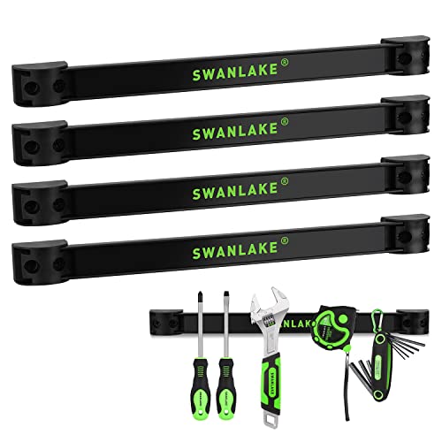 SWANLAKE GARDEN TOOLS 4-Piece 12" Magnetic Tool Holder Storage Organizer, Wall Mount Rack Garage Organization, Magnetic Strip for Garage Organization - color: Magnetic 12" 4-Piece Black