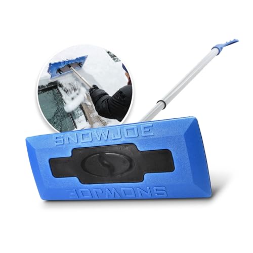 Snow Joe 18" Telescoping Snow Broom & Ice Scraper for Cars, No-Scratch Foam Brush - Long and Extendable Ice Removal Tool for Car Window and Automotive Windshield, SJBLZD