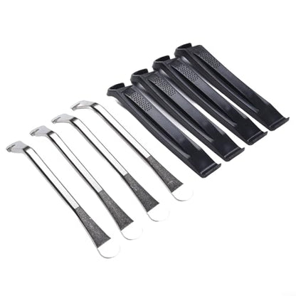 FABULETTA Bike Tire Levers Set, 8-Pack Heavy dutys Steel and ABS Pry Tools for Road Mountain E-Bike, 150mm Strong Removal Spoons for Easy Tire Change, Black Silver