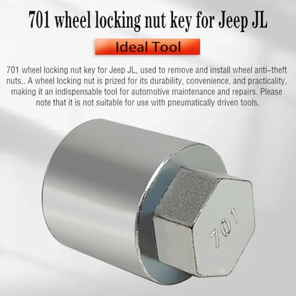 JL 701 for 27mm Nuts, Wheel Locking Nut Key for Jeep (JL) Dodge | Wheel Lock Nut Socket Adapter, Anti-Theft Lug Nut Removal Tool, Anti-Theft Screw Remover, Repair Tool, Tyre Fitting, garage - size: 701