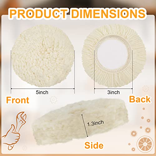 Tallew 6 Pcs 3 Inch Wool Polishing Pad Hook Loop Buffing Pad for Drill Curved Edge Compound Cutting Tool Drill Polisher Attachment Wheel Polish Kit Car Body Repair Buffing - size: 3 Inch