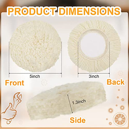 Tallew 6 Pcs 3 Inch Wool Polishing Pad Hook Loop Buffing Pad for Drill Curved Edge Compound Cutting Tool Drill Polisher Attachment Wheel Polish Kit Car Body Repair Buffing - size: 3 Inch