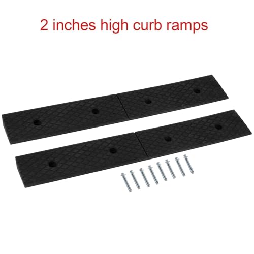 2" Curb Ramps for Driveway - PLSER Low Rubber Curb Driveway Ramp 4410 LBS/2T Capacity Vehicle Ramps for Motorcycle Car Bike Lawn Mowers Mobile,2PCS - size: 39.37"×5.91"×2"