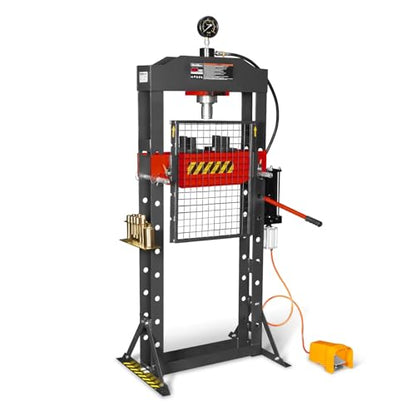 MechMaxx 20 Ton H-Frame Air/Hydraulic Shop Press with Press Pin Kit, Fully Welded Steel Frame, Safety Guard, Foot Pedal Control, HSP20