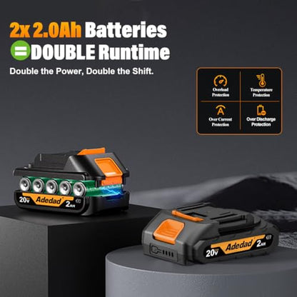 Brushless Impact Wrench 3-in-1 500N.m(369Ft-lbs) Torque Wrench 1/2 Drive with 2x2.0Ah Batteries, 8 Drill Bits, 6 Screwdriver Bits, 4 Sockets, Cordless Impact Gun for automotive Repair and DIY